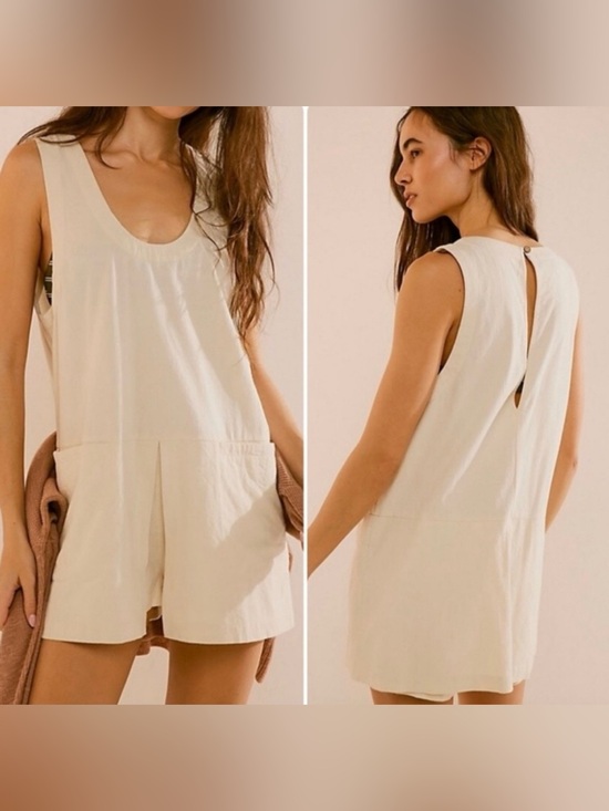 Free People Pants - NWT Free people Cream linen Sleeveless Romper